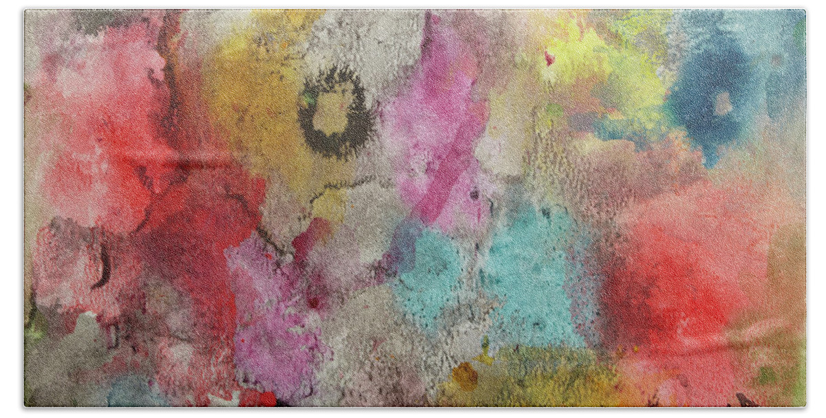 Abstract Beach Towel featuring the painting True Colors by Tessa Evette