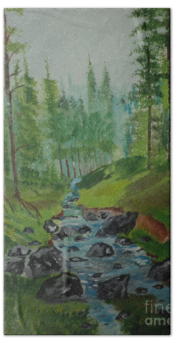 Landscape Beach Towel featuring the painting Lazy River Painting # 54 by Donald Northup