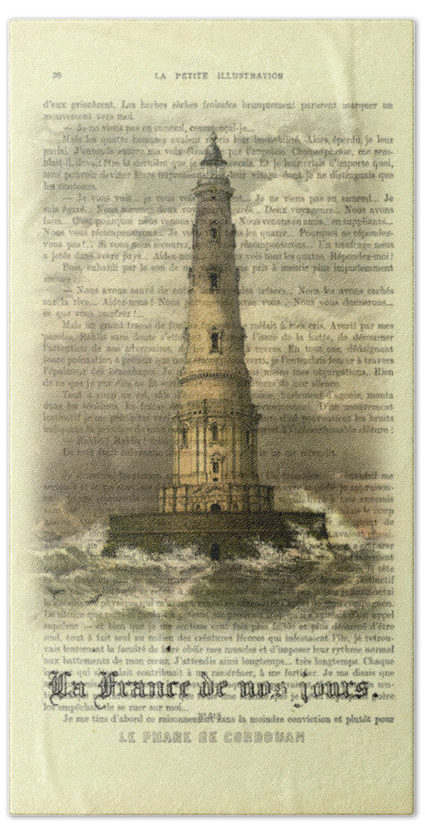 Lighthouse Beach Towel featuring the digital art Le phare de Cordouan, French lighthouse art by Madame Memento