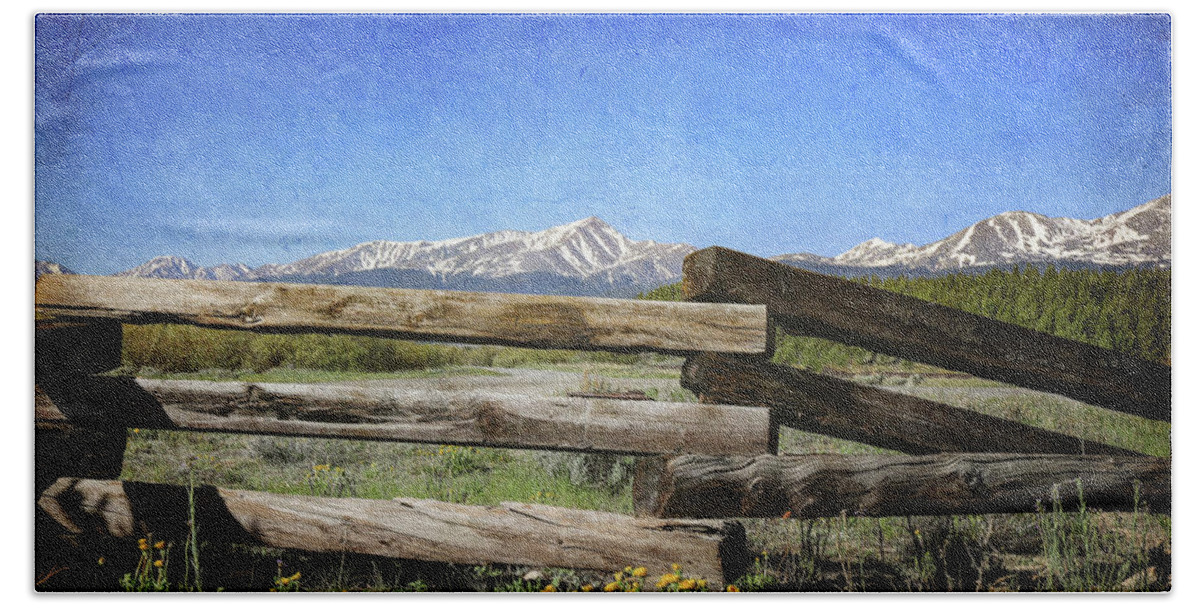 Leadville Colorado Mountain Fence Beach Towel featuring the photograph Leadville Colorado Mountain Fence by Dan Sproul