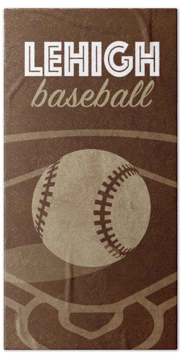 Lehigh Beach Towel featuring the mixed media Lehigh College Baseball Sports Vintage Poster by Design Turnpike