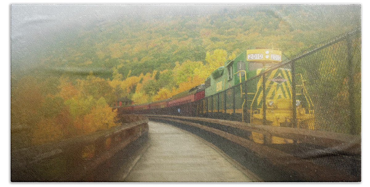 Train Beach Towel featuring the photograph Lehigh Gorge Scenic Railroad Vibrant Autum by Jason Fink