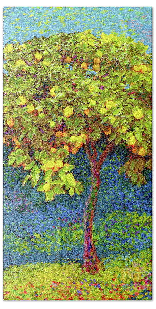 Landscape Beach Sheet featuring the painting Lemon Tree by Jane Small