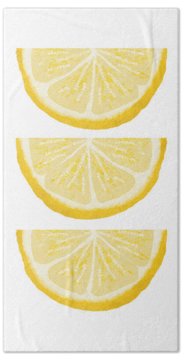 Lemons Beach Towel featuring the painting Lemon Wedges- Art by Linda Woods by Linda Woods