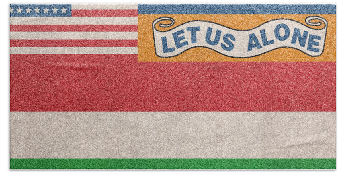 Let Us Alone Beach Towel featuring the mixed media Let Us Alone Vintage State of Florida Flag by Design Turnpike