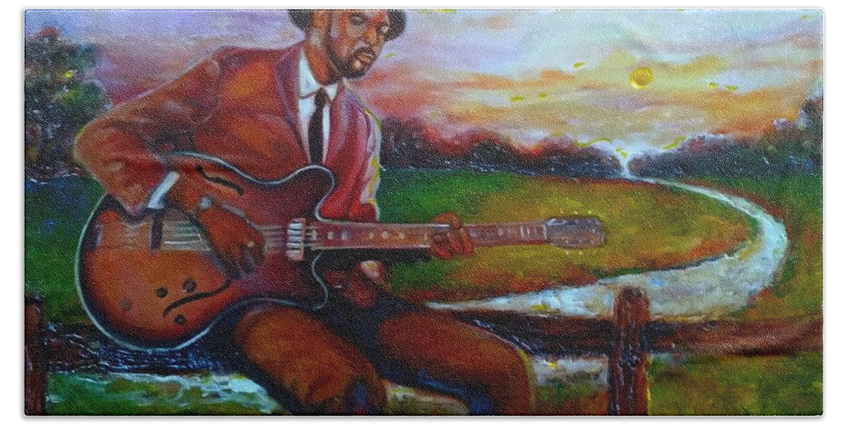 African American Music Art Beach Towel featuring the painting Let Yourself go by Emery Franklin
