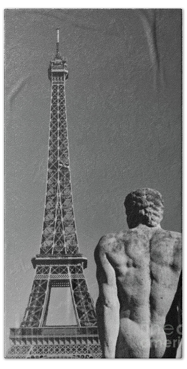 Statue Beach Towel featuring the photograph L'homme nu et la tour by PatriZio M Busnel