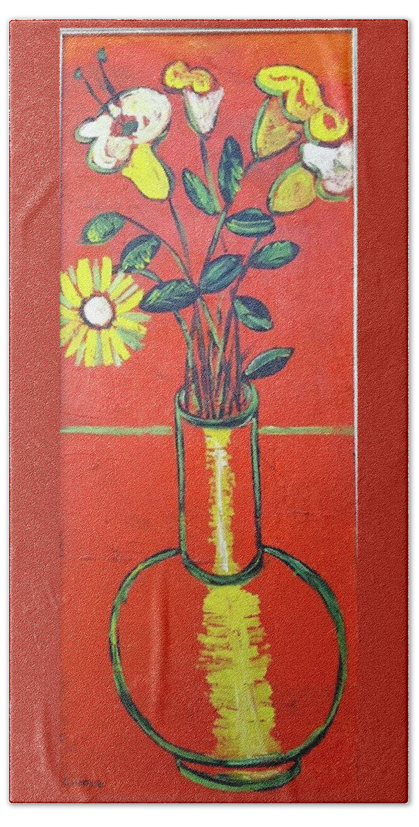 Flowers Beach Towel featuring the painting Lido flower by Biagio Civale