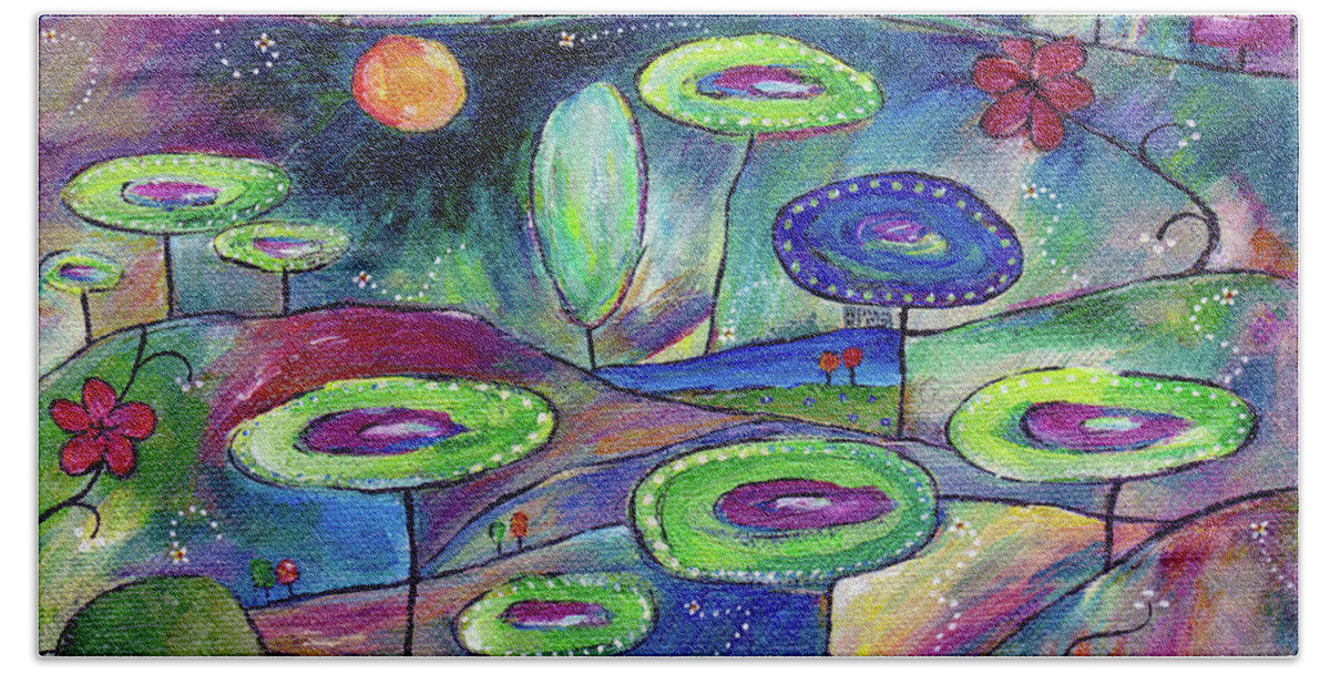 Whimsical Beach Towel featuring the painting Life On Mars by Sunshyne Joyful