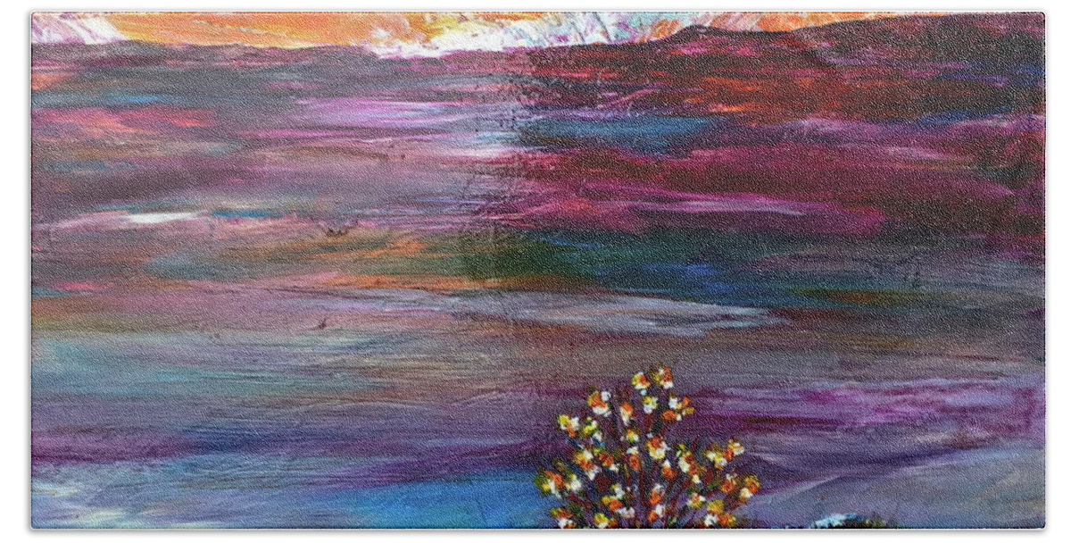 Sunset Beach Towel featuring the painting Life on the Edge of Sunset by Janice Nabors Raiteri