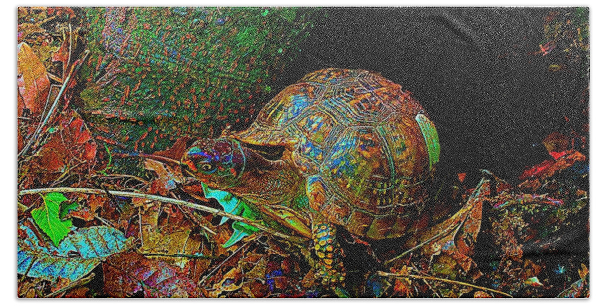Box Turtle Beach Towel featuring the photograph Lil Buddy by Steve Warnstaff