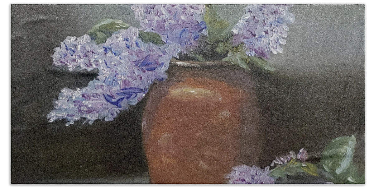 Still Life Floral Beach Towel featuring the painting Lilacs by Stanton Allaben