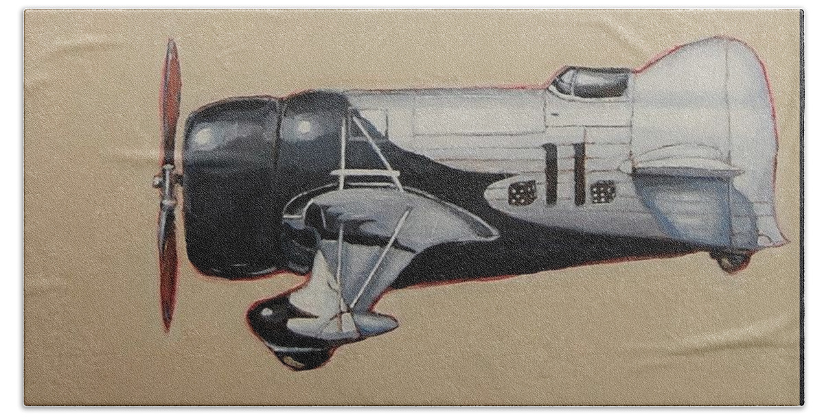 Vintage Plane Beach Towel featuring the painting Little Gee Bee by Jean Cormier