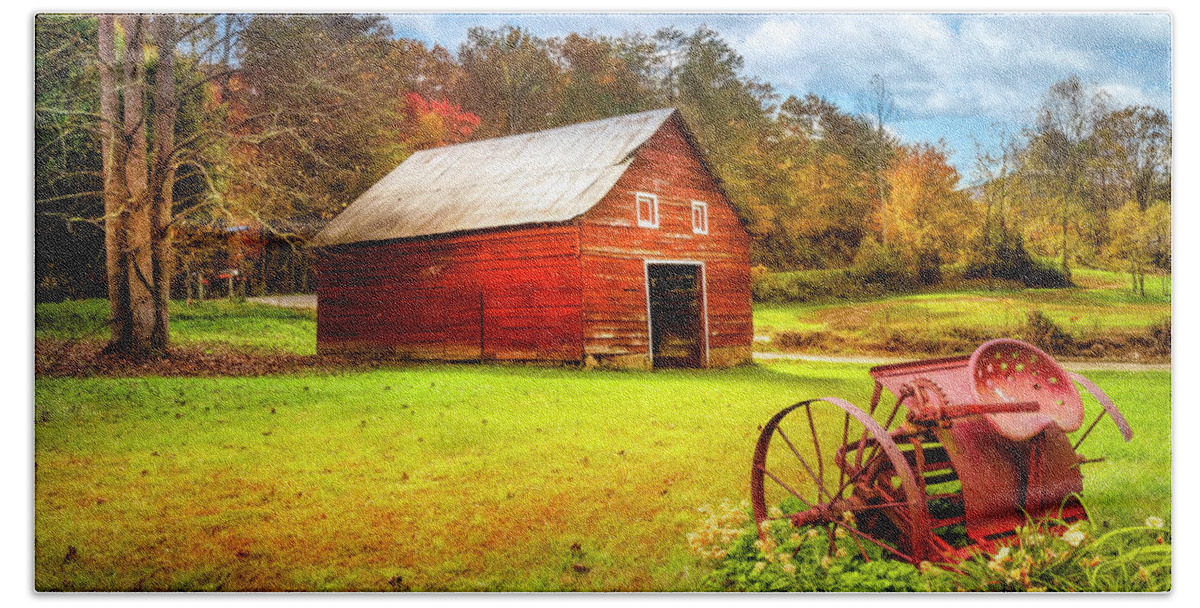 Barns Beach Towel featuring the photograph Little Barn at the Farm in the Countryside by Debra and Dave Vanderlaan