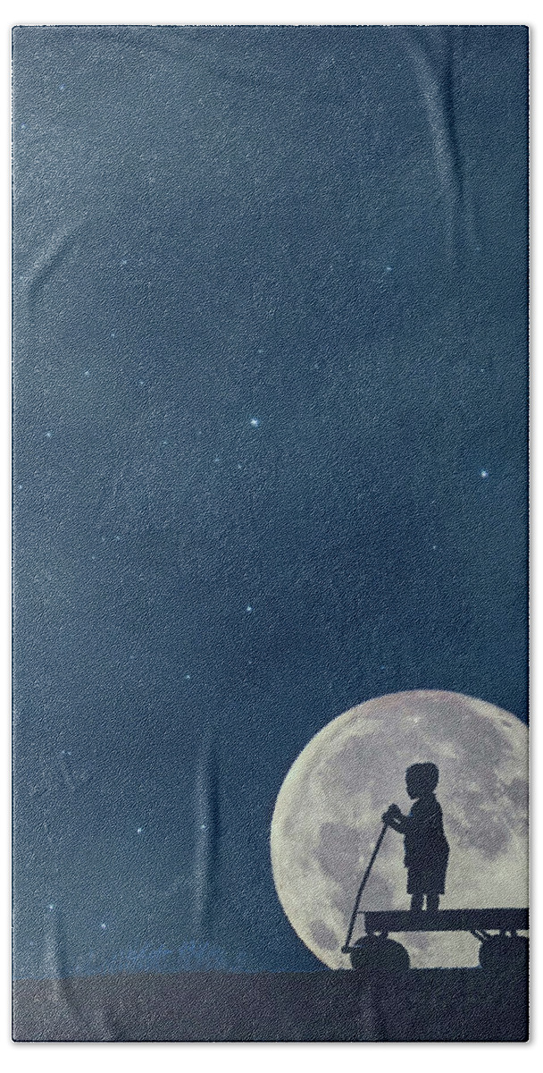 Carrie Ann Grippo-pike Beach Towel featuring the photograph Little Boy Blue and the Man on the Moon by Carrie Ann Grippo-Pike