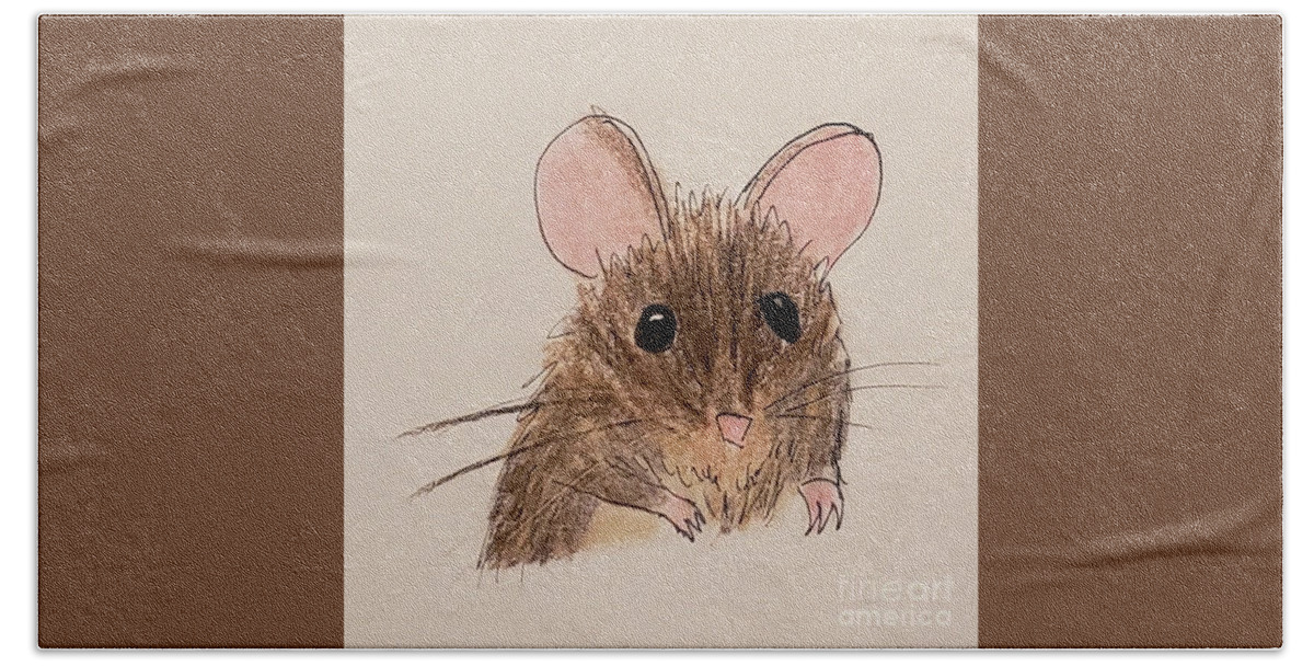 Mouse Beach Towel featuring the painting Little Brown Mouse by C E Dill