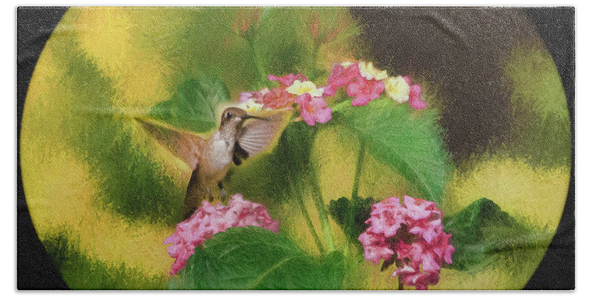 Hummingbird Beach Towel featuring the photograph Little Hummingbird by Ola Allen