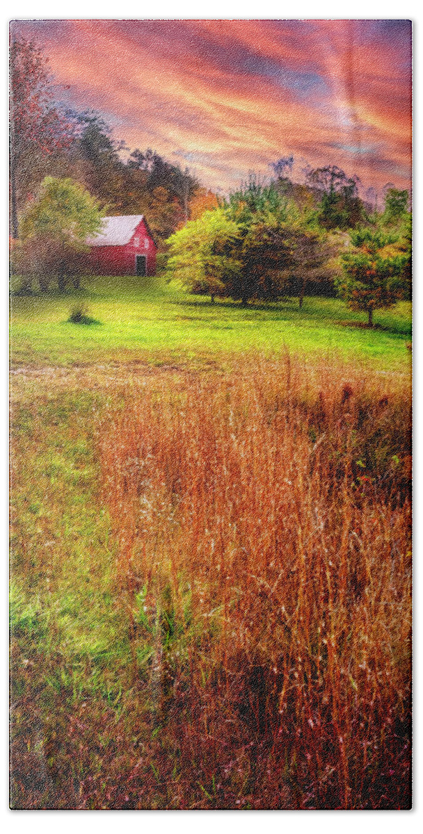 Barns Beach Towel featuring the photograph Little Red Barn in the Countryside by Debra and Dave Vanderlaan