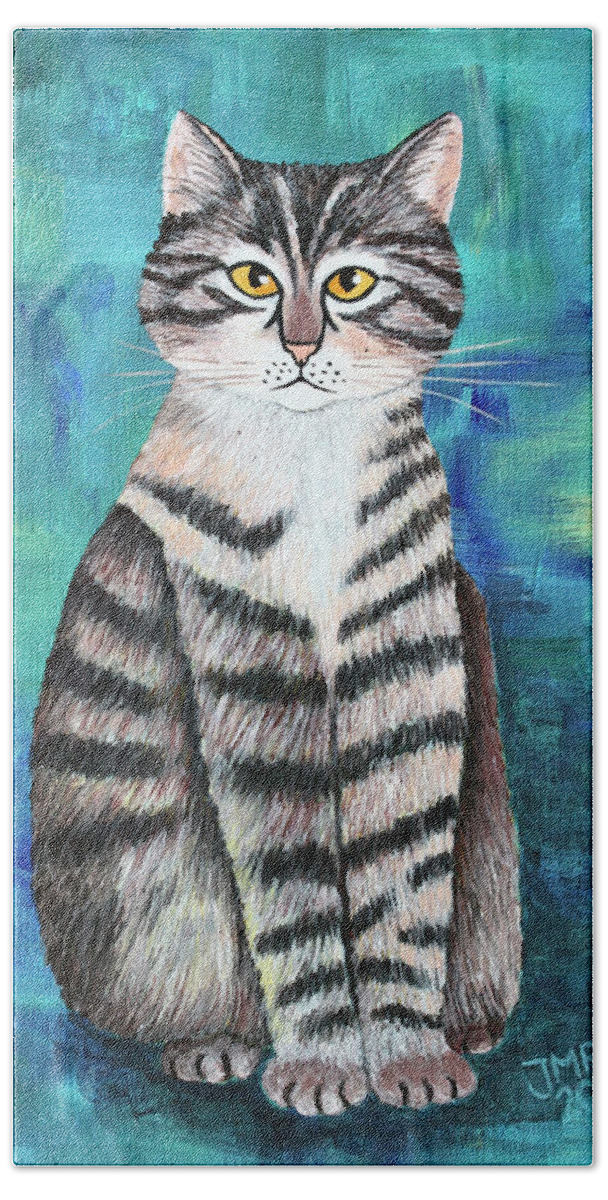 Acrylic Beach Sheet featuring the painting Little Tiger by Jutta Maria Pusl