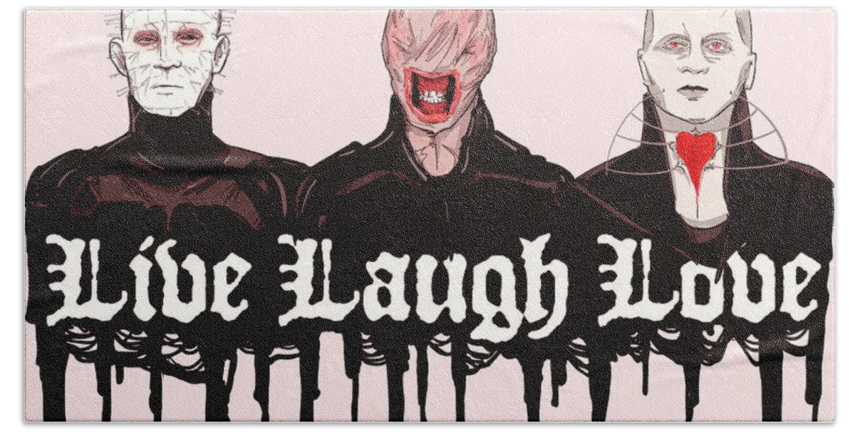 Hell Beach Towel featuring the drawing Live Laugh Suffer by Ludwig Van Bacon