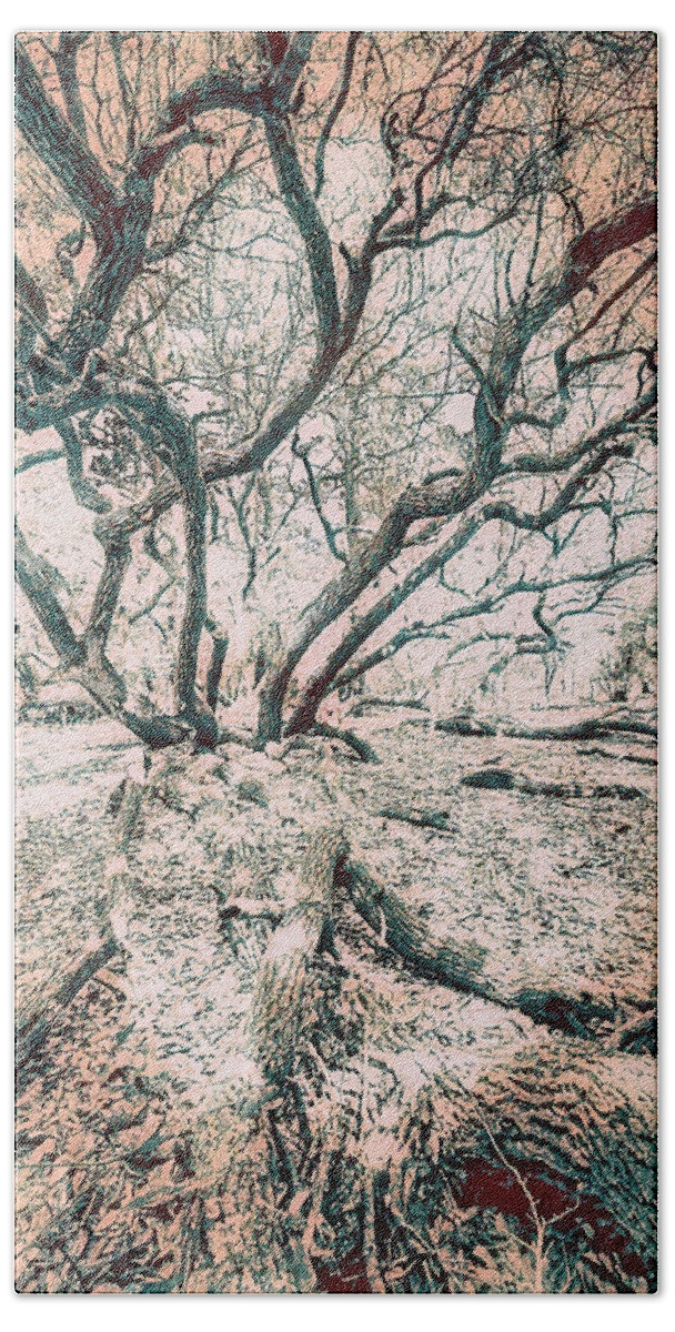 North Carolina Beach Towel featuring the digital art Live Oak Tree of Life fx by Dan Carmichael