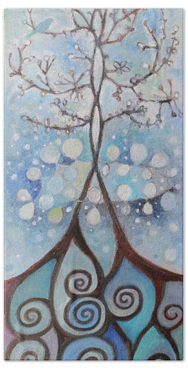 Tree Beach Towel featuring the painting Lively Up by Manami Lingerfelt
