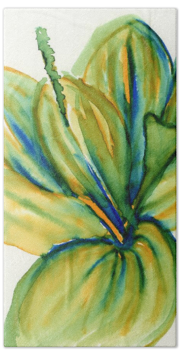 Plant Beach Towel featuring the painting Lone Broadleaf Plantain by Tammy Nara