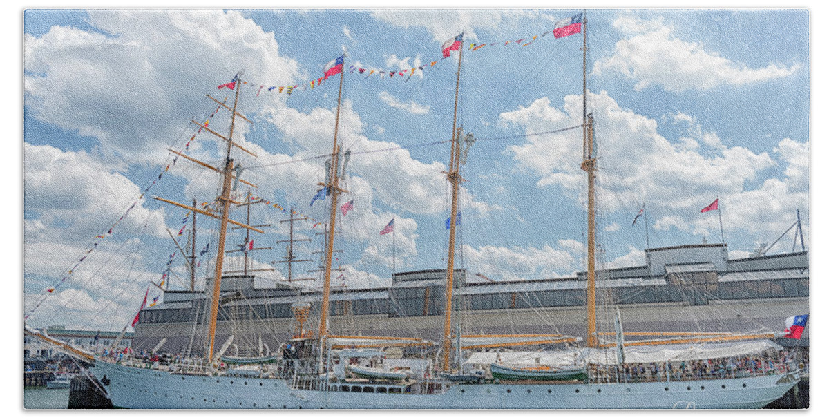 Tall Ship Beach Towel featuring the photograph Lone Star Flag by Linda Constant