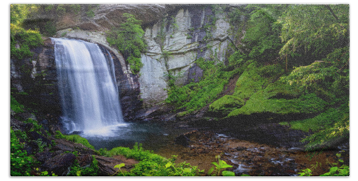3scape Beach Towel featuring the photograph Looking Glass Falls, NC by Adam Romanowicz