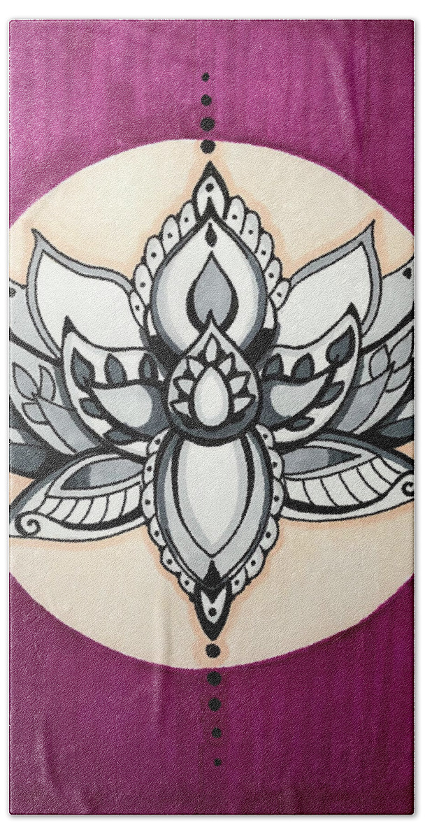 Lotus Flower Beach Towel featuring the drawing Lotus Flower by Creative Spirit