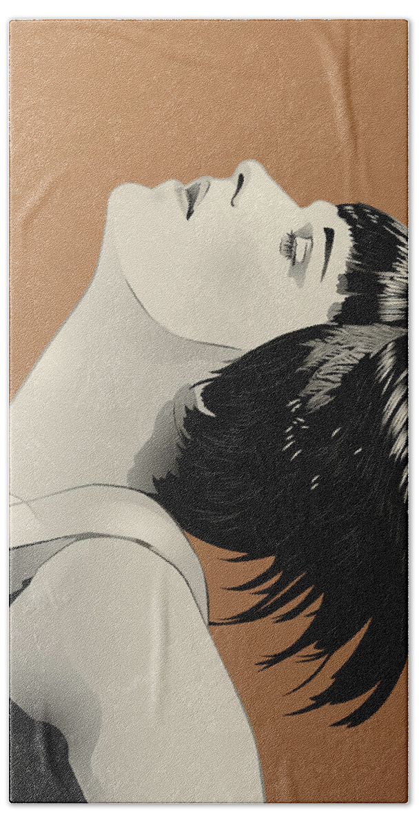 Louise Brooks Official Beach Towel featuring the digital art Louise Brooks in Berlin - Aureate Radiance by Louise Brooks