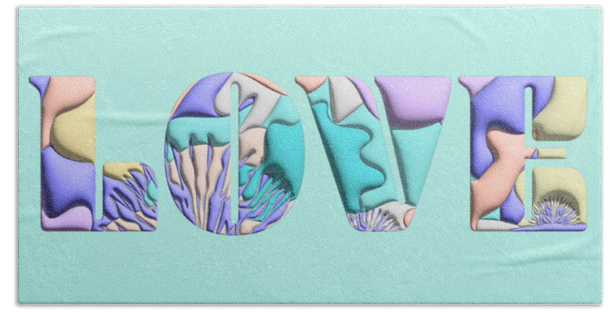 Love Beach Towel featuring the digital art LOVE Abstract Graphic Design by Inge Lewis