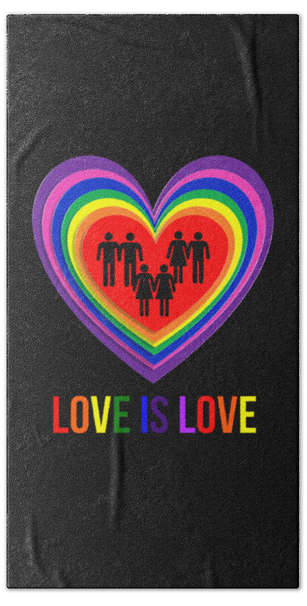 Funny Beach Towel featuring the digital art Love Is Love LGBTQ by Flippin Sweet Gear