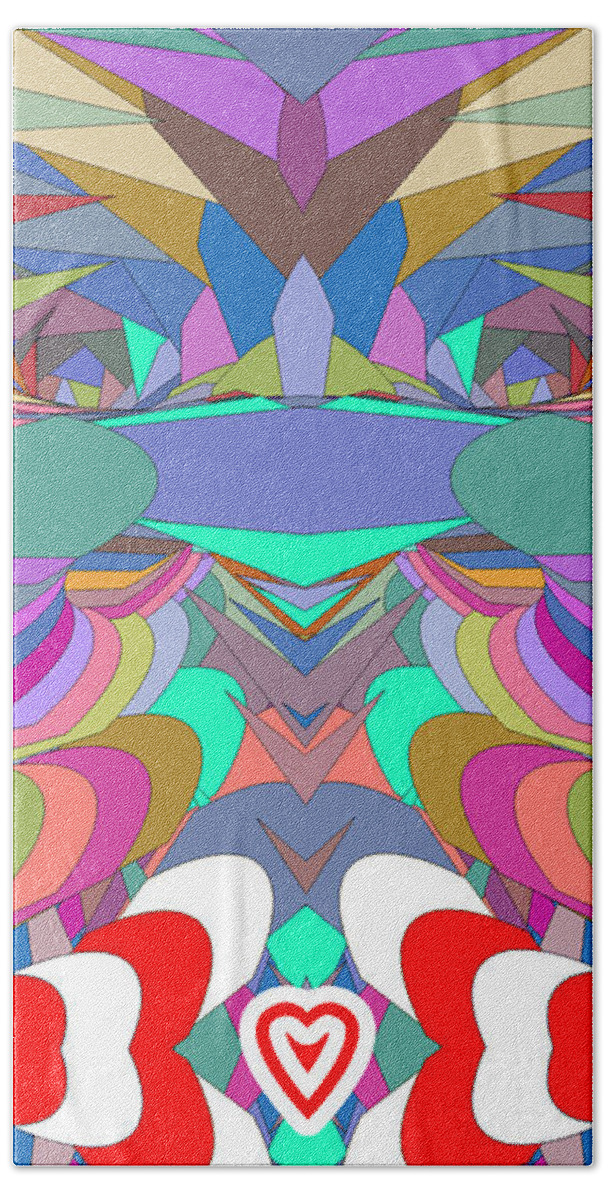 Abstract Beach Towel featuring the painting Love Trail by Rafael Salazar