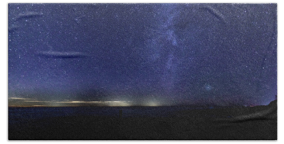 Nature Beach Towel featuring the photograph Ludington Milky Way by Joe Holley