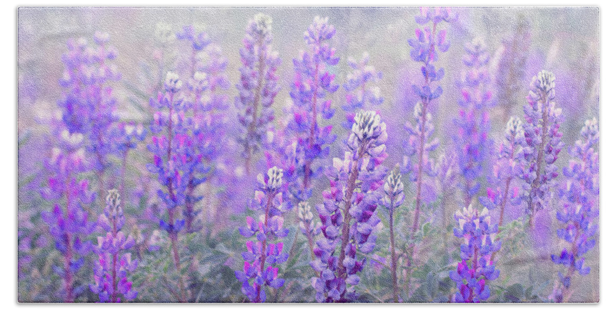 Lupines Beach Towel featuring the photograph Lupines in Dublin by Vanessa Thomas