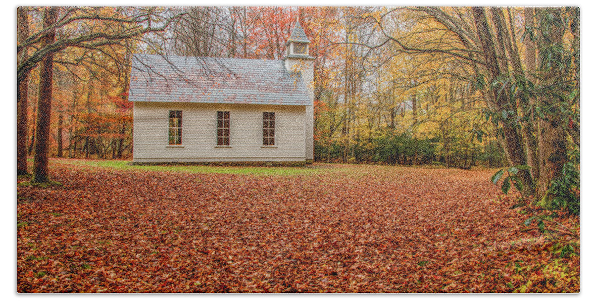 Cataloochee Beach Towel featuring the photograph Lush Carpet of Leaves in Cataloochee by Marcy Wielfaert
