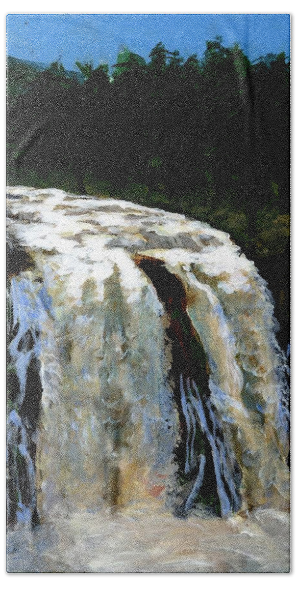 Waterfall Beach Sheet featuring the painting MacArthur-Burney Falls by Alice Leggett