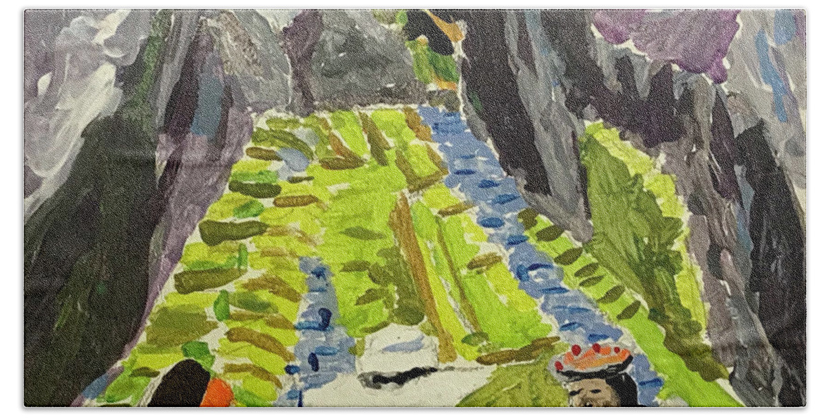  Beach Towel featuring the painting Machu Pichu journey by John Macarthur