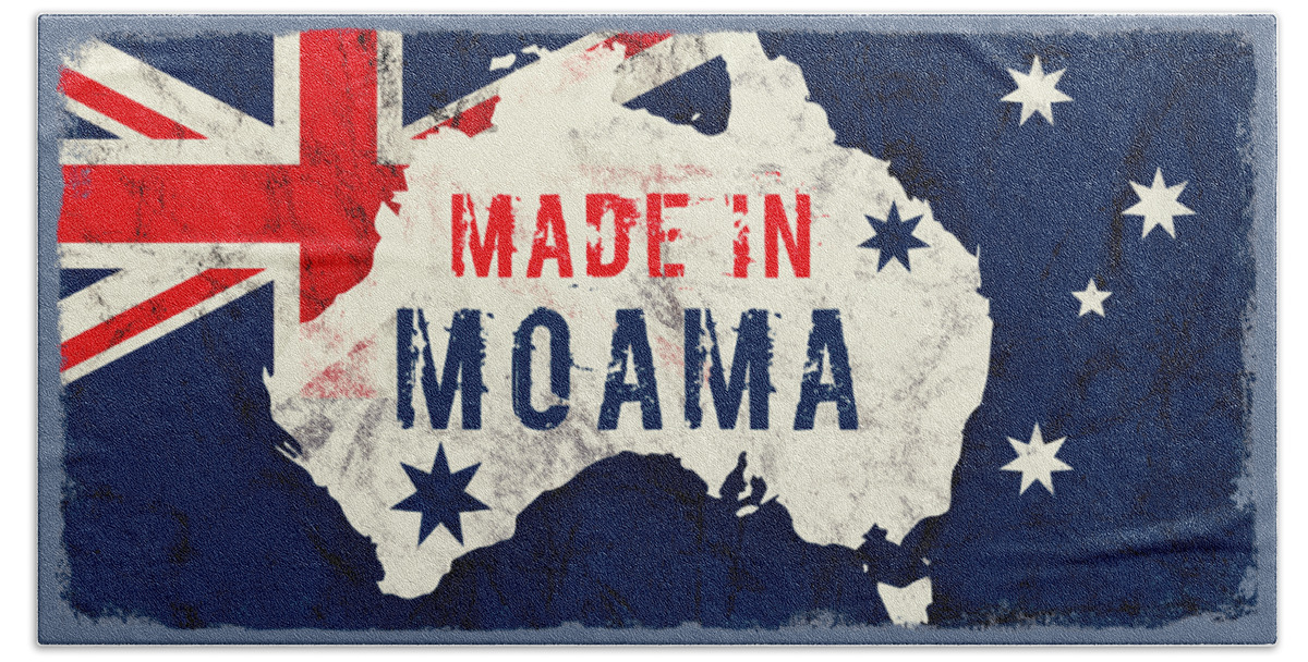 Moama Beach Towel featuring the digital art Made in Moama, Australia by TintoDesigns