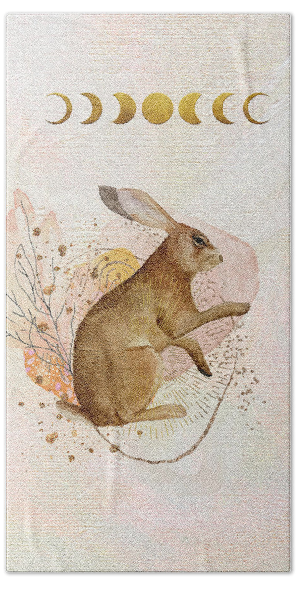 Rabbit Beach Towel featuring the painting Magical Forest Rabbit by Garden Of Delights