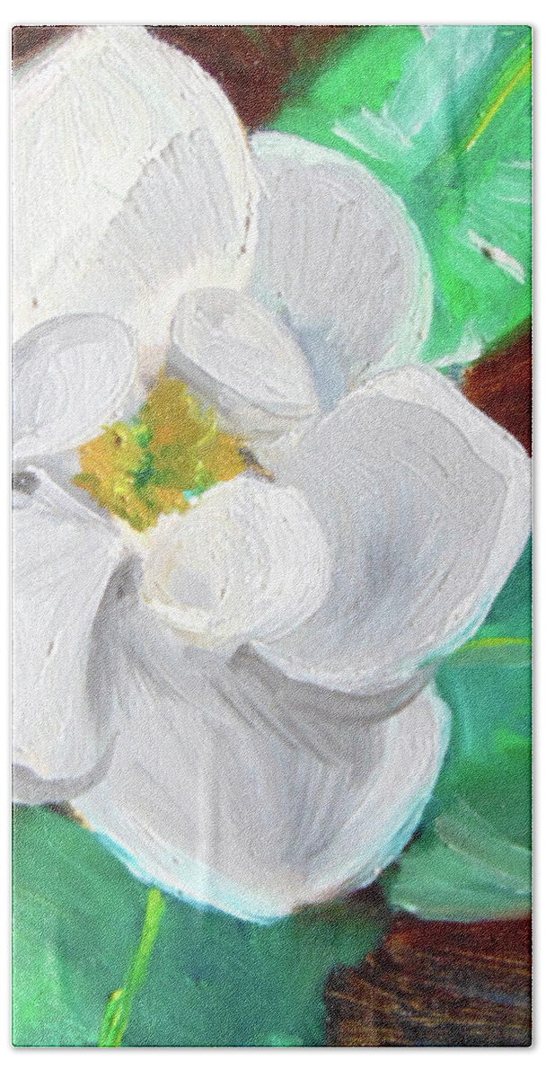  Beach Towel featuring the painting Magnolia Grandiflora by Loretta Nash