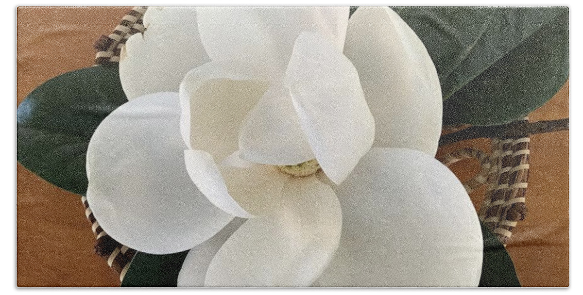 Magnolia Flower Beach Towel featuring the photograph Magnolia Tree Flower by Catherine Wilson