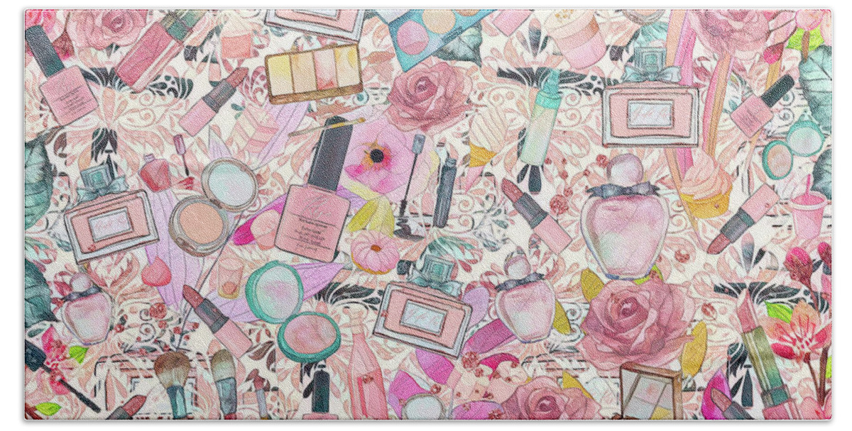 Makeup Beach Towel featuring the digital art Makeup Sweeties by Claudia McKinney