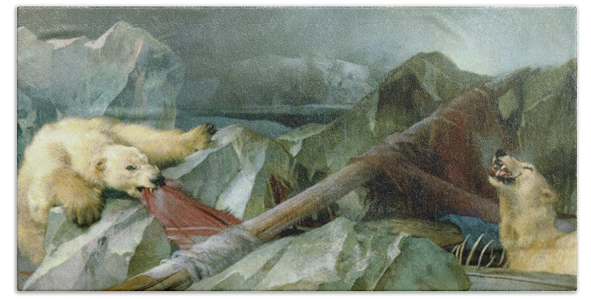 Edwin Landseer Beach Towel featuring the painting Man Proposes, God Disposes by Sir Edwin Landseer
