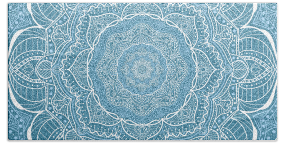 Mandala Beach Towel featuring the digital art Mandala of Empathy by Angie Tirado