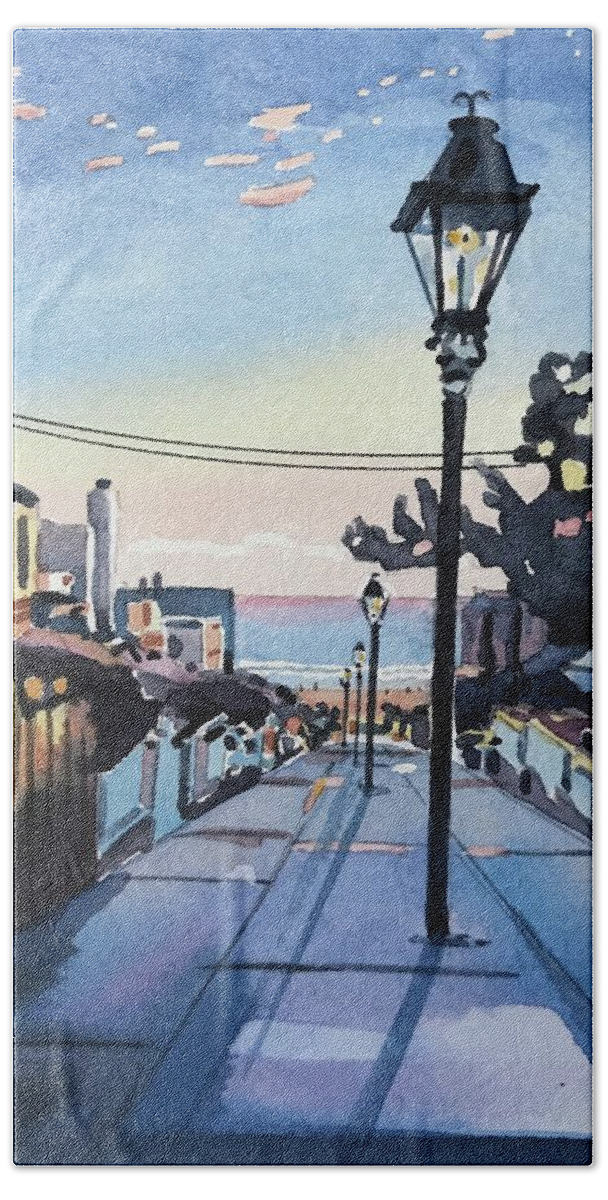 Manhattan Beach Beach Towel featuring the painting Manhattan Beach #32 by Luisa Millicent