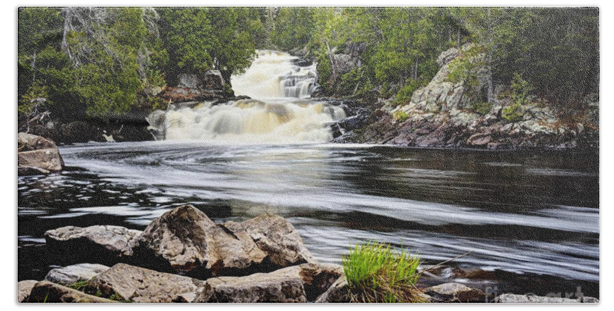 Photography Beach Towel featuring the photograph Manitou Falls in Spring by Larry Ricker