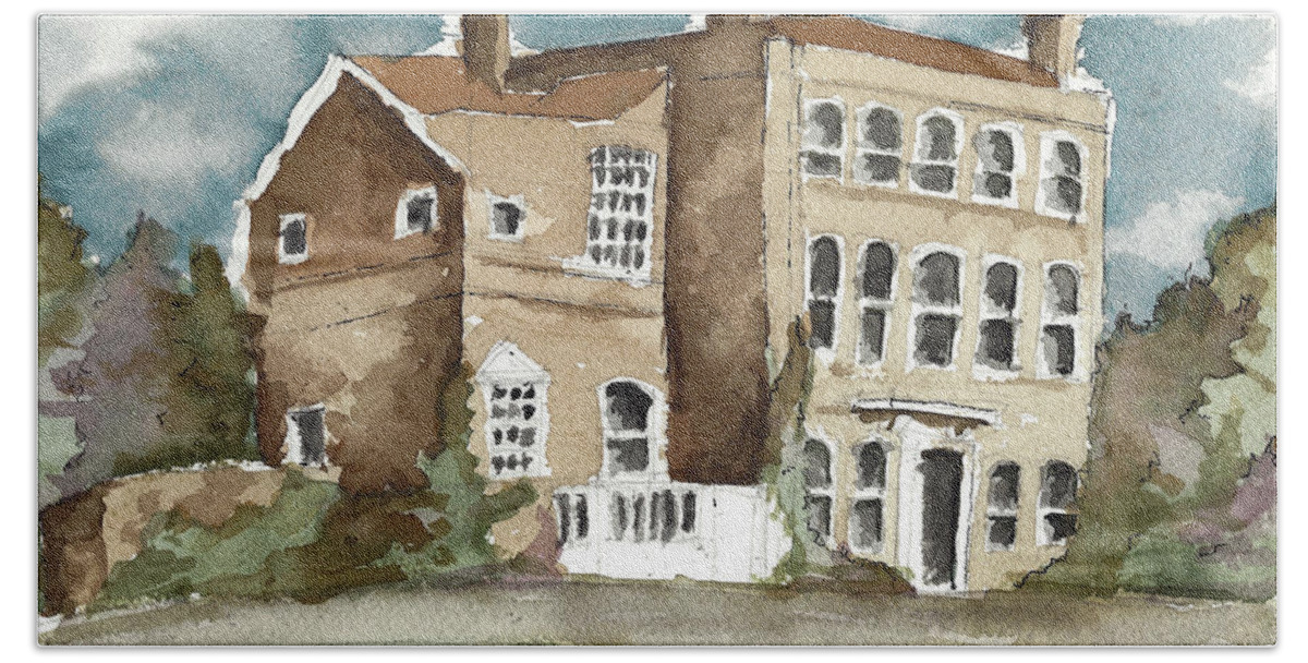 Architecture Beach Towel featuring the painting Manor House by Jason Nicholas