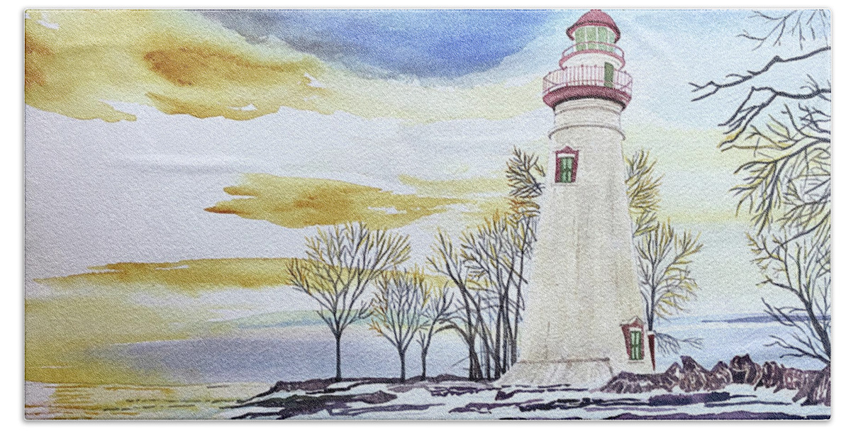 Marblehead Beach Sheet featuring the painting Marblehead in Winter's Grip by Sonja Jones